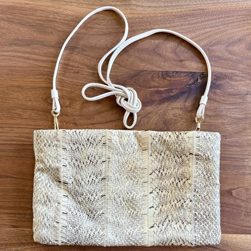 NEW! VTG Lord & Taylor Genuine Snakeskin Leather Clutch‎ Crossbody Purse Bag